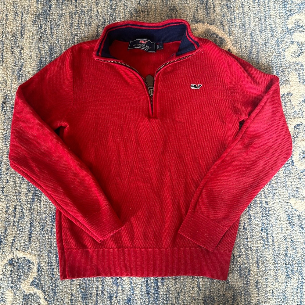 Vineyard Vines red 1/4 zip sweater 100% cotton